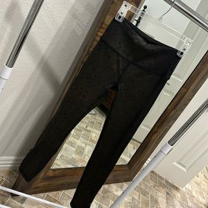 Gaiam Leather Printed Black Leggings with zippered bottoms